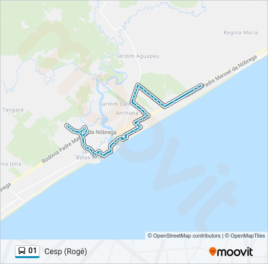 Mapa da linha 01 de ônibus