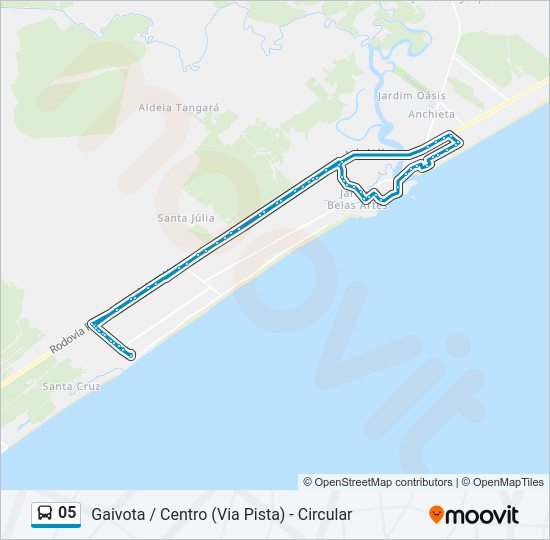 Mapa da linha 05 de ônibus