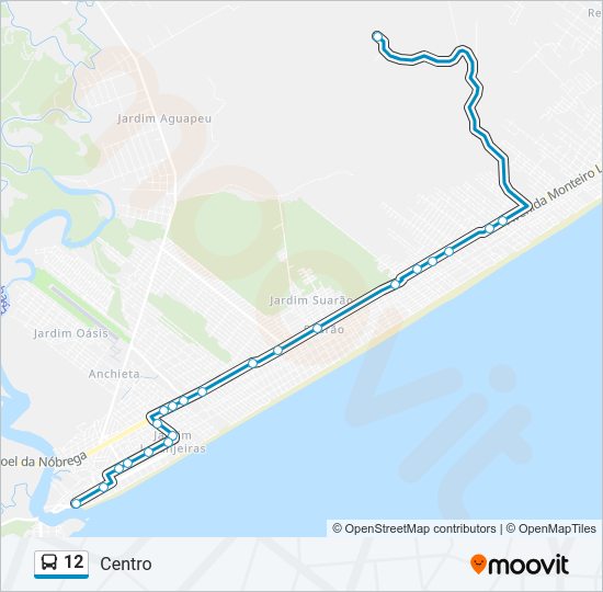 Mapa da linha 12 de ônibus