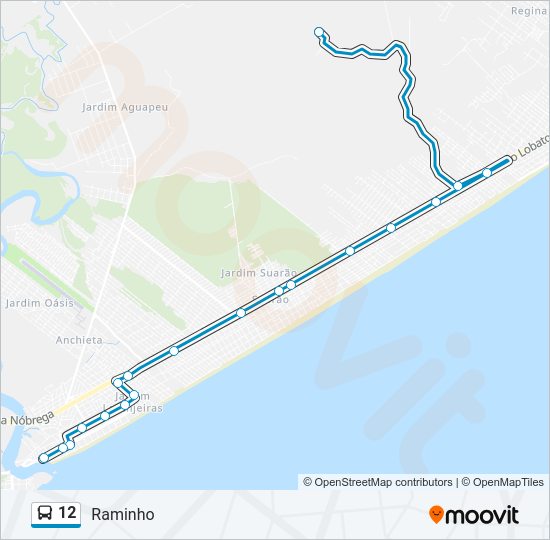 Mapa da linha 12 de ônibus