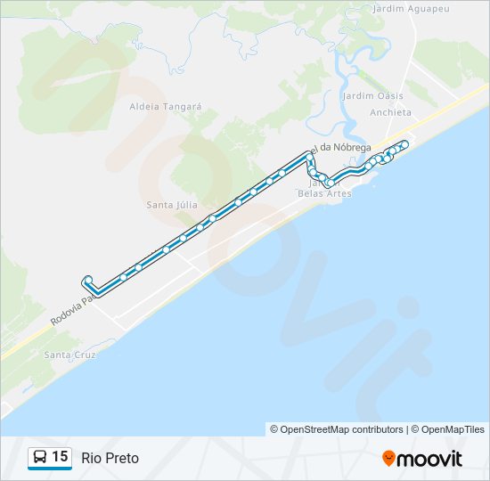 Mapa da linha 15 de ônibus
