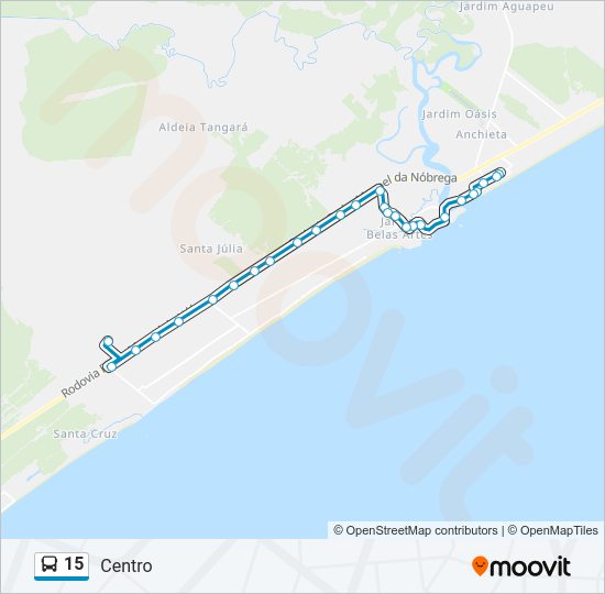 Mapa da linha 15 de ônibus