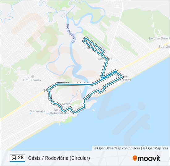 Mapa da linha 28 de ônibus