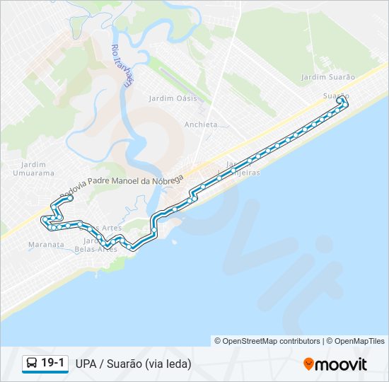 Mapa da linha 19-1 de ônibus