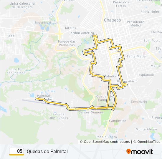 Mapa da linha 05 de ônibus