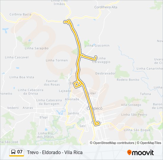 Mapa da linha 07 de ônibus