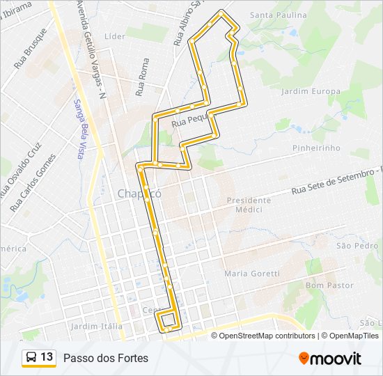 Mapa de 13 de autobús