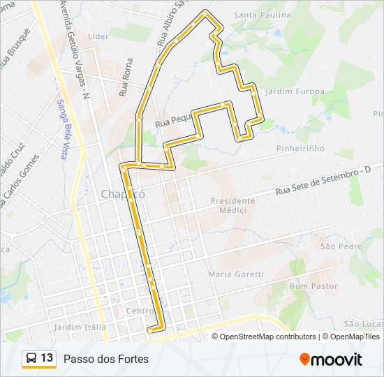 Mapa de 13 de autobús