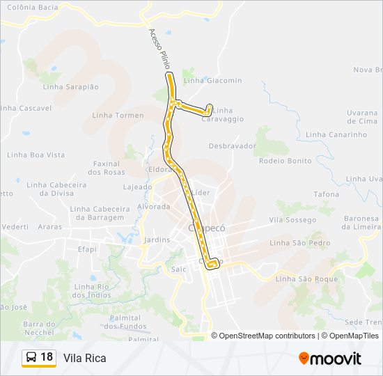 18 bus Line Map