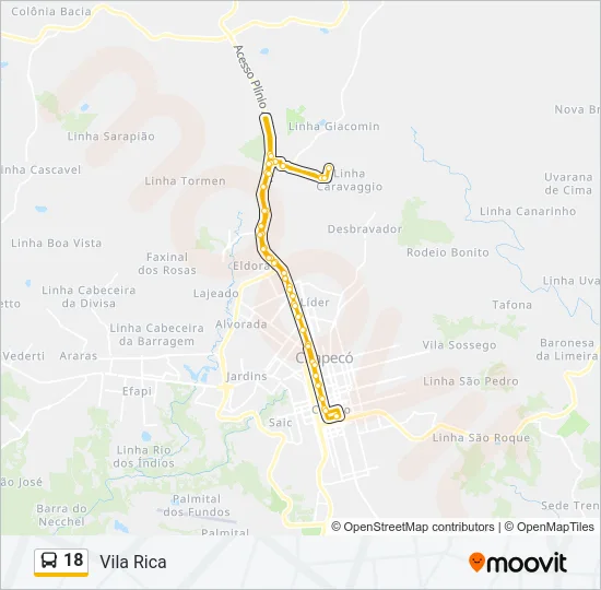 18 Bus Line Map