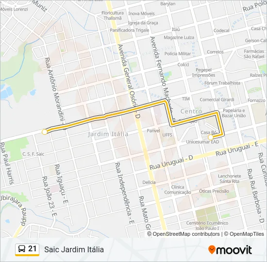 21 Bus Line Map