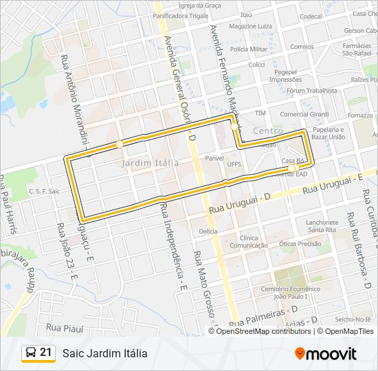 21 bus Line Map