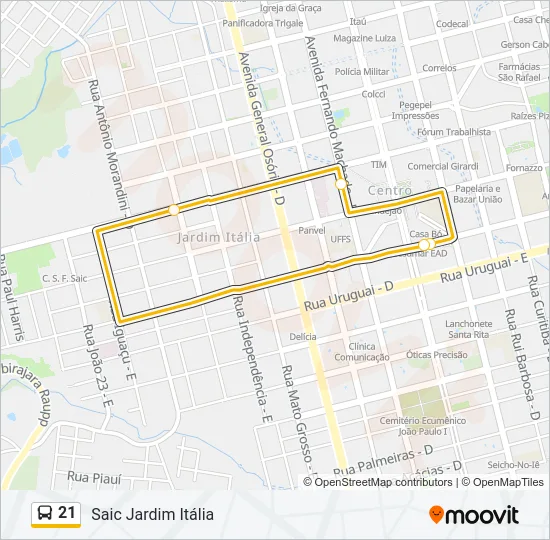 21 Bus Line Map