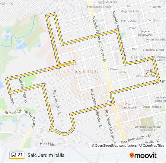 21 Bus Line Map