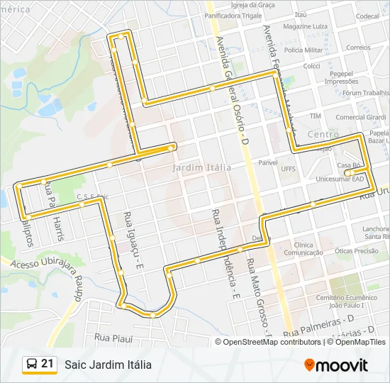 21 Bus Line Map