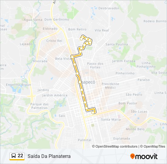 22 bus Line Map