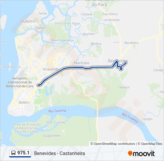 Mapa da linha 975.1 de ônibus