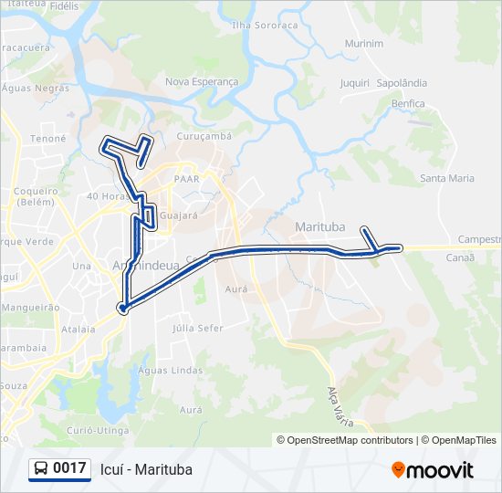 Mapa da linha 0017 de ônibus