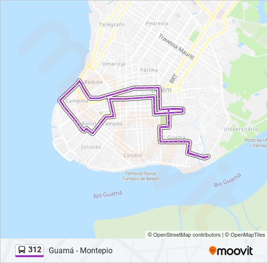 Mapa da linha 312 de ônibus