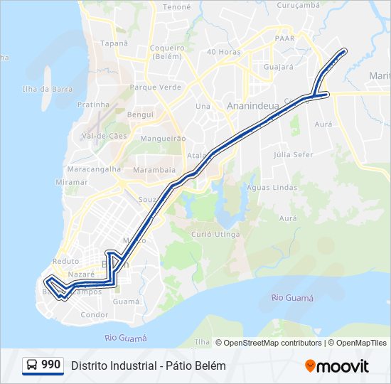 Mapa da linha 990 de ônibus