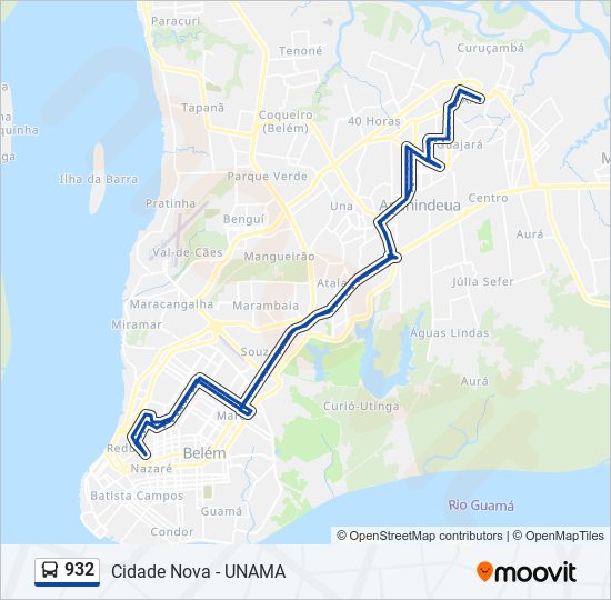 Mapa da linha 932 de ônibus