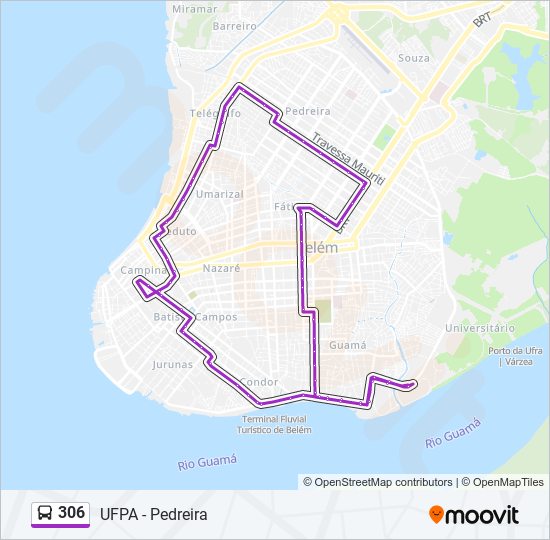 Mapa da linha 306 de ônibus