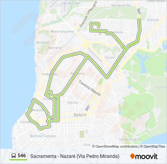 Mapa da linha 546 de ônibus