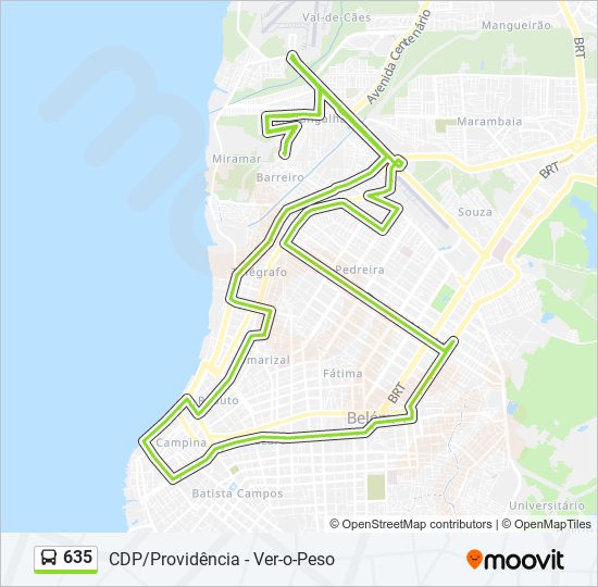 Mapa da linha 635 de ônibus