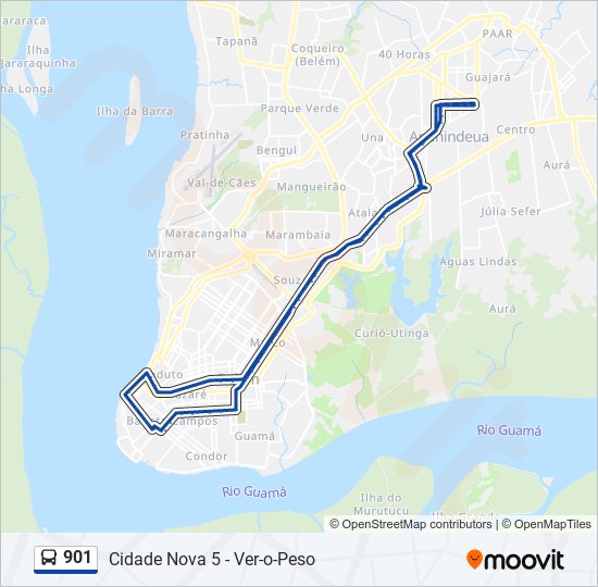 Mapa da linha 901 de ônibus