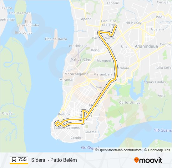 Mapa da linha 755 de ônibus