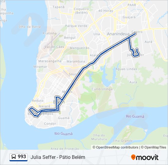 Mapa da linha 993 de ônibus