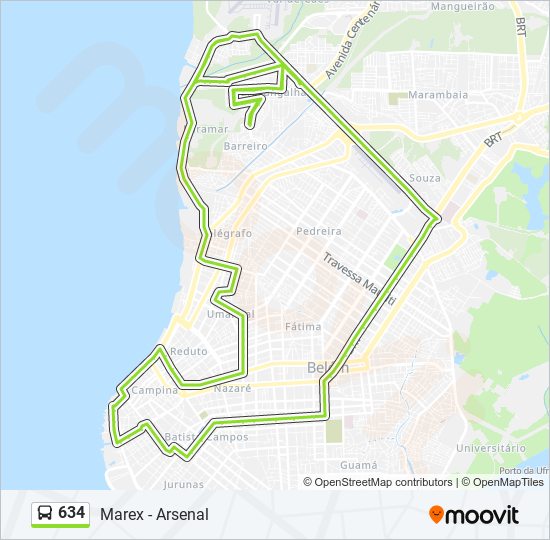 Mapa da linha 634 de ônibus