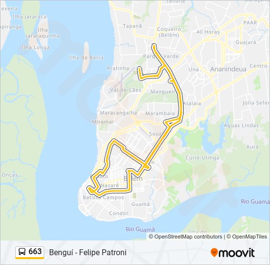 Mapa da linha 663 de ônibus