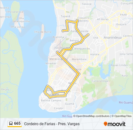 Mapa da linha 665 de ônibus