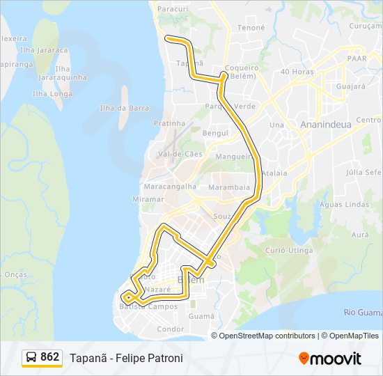 Mapa da linha 862 de ônibus