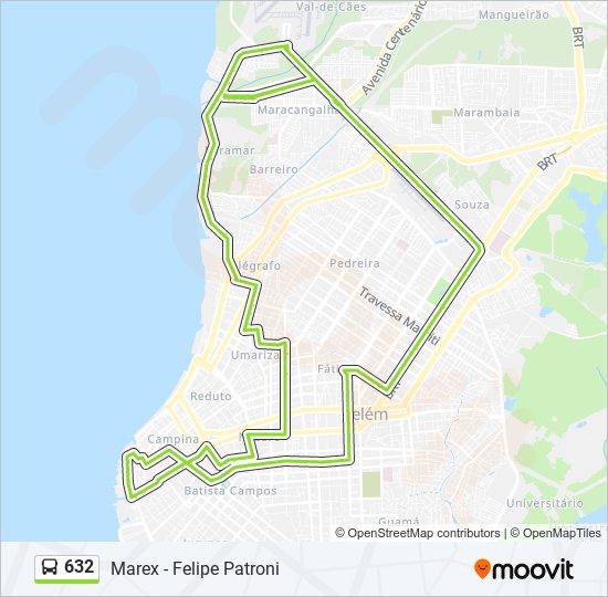 Mapa da linha 632 de ônibus