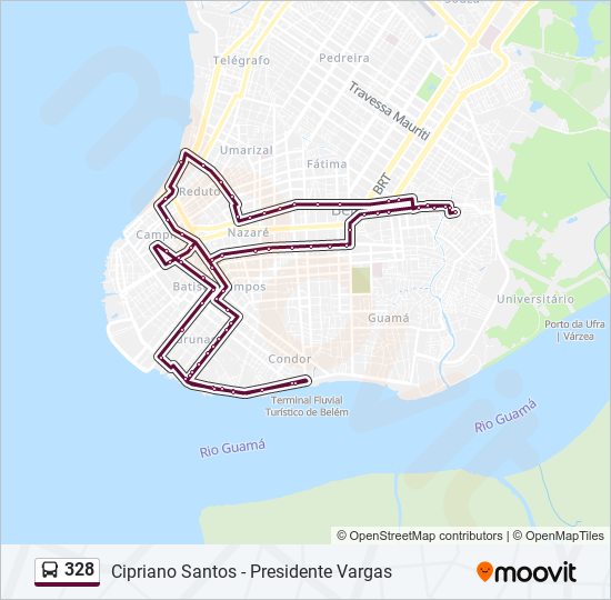 Mapa da linha 328 de ônibus