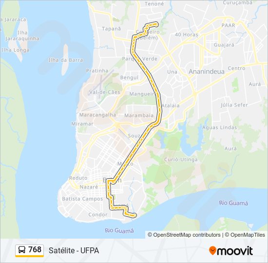 Mapa da linha 768 de ônibus