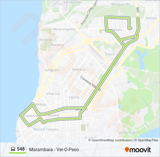 Mapa da linha 548 de ônibus