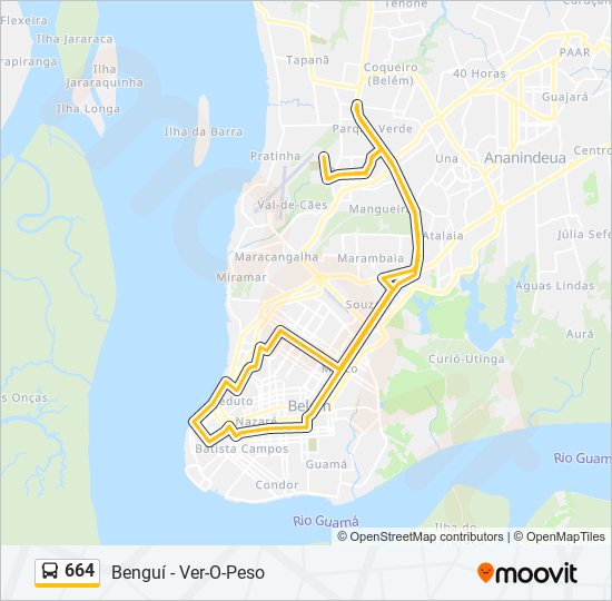 Mapa da linha 664 de ônibus