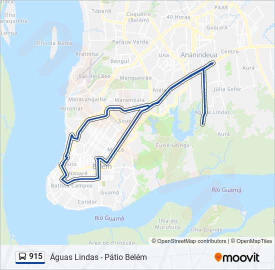 Mapa da linha 915 de ônibus