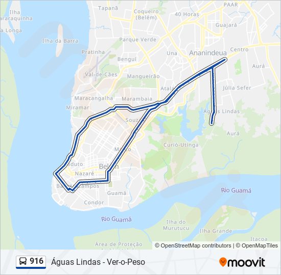 Mapa da linha 916 de ônibus