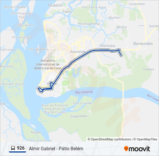 Mapa da linha 926 de ônibus