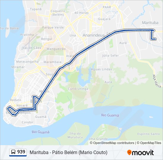 Mapa da linha 939 de ônibus