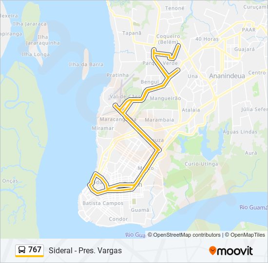 Mapa de 767 de autobús