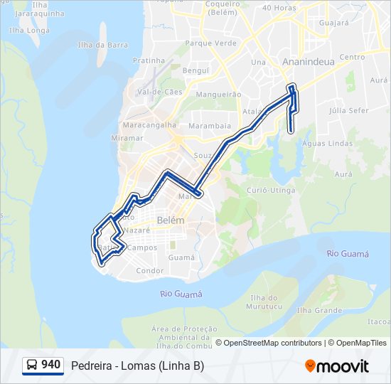 Mapa de 940 de autobús