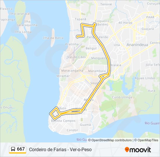 Mapa da linha 667 de ônibus