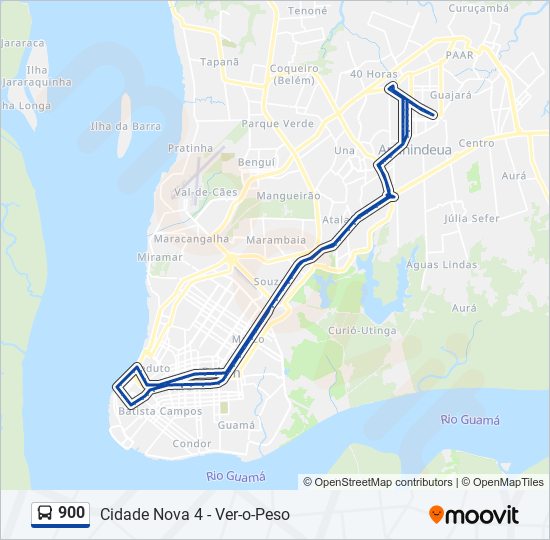 Mapa da linha 900 de ônibus