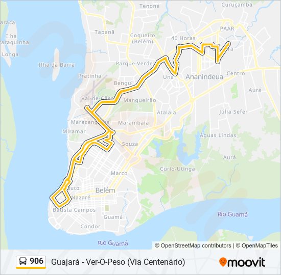 Mapa da linha 906 de ônibus