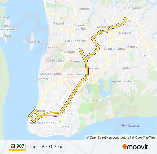 Mapa da linha 907 de ônibus